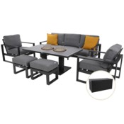 Meble ogrodowe aluminiowe Sorrento Grey / Grey Melange + Skrzynia ogrodowa wzmocniona Orebro 984 l Black