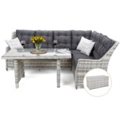 Narożnik technorattanowy prawy Alicante Light Grey / Grey Melange + Skrzynia ogrodowa Lorca Light Grey