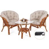 Meble ogrodowe rattanowe Bahama Orange / Cream 2+1 + Pokrowiec na meble ogrodowe 150 x 200 x 70 cm czarny
