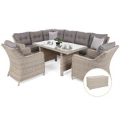 Narożny zestaw mebli ogrodowych lewy California Beige / Beige Melange + Skrzynia ogrodowa Lorca Beige