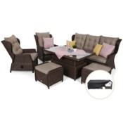 Meble ogrodowe technorattanowe Memfis Brown Mat / Brown Melange + Pokrowiec na meble ogrodowe 280 x 230 x 80 cm czarny
