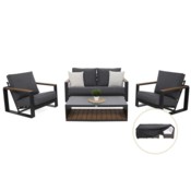 Meble ogrodowe aluminiowe San Marco Grey / Grey Melange + Pokrowiec na meble ogrodowe 280 x 230 x 80 cm czarny