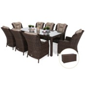 Meble ogrodowe technorattanowe Bristol 230 cm Brown Mat / Brown Melange 8+1 + Skrzynia ogrodowa Lorca Brown Mat