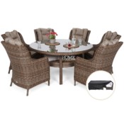 Meble ogrodowe technorattanowe Bristol Round Elegant 150 cm Ginger / Brown Melange 6+1 + Pokrowiec na meble ogrodowe 280 x 230 x 80 cm czarny