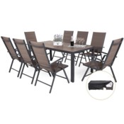 Meble ogrodowe aluminiowe Ibiza 185 cm Grey / Taupe 8+1 + Pokrowiec na meble ogrodowe 150 x 250 x 60 cm czarny