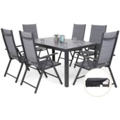 Meble ogrodowe aluminiowe Ibiza 150 cm Grey / Window Grey 6+1 + Pokrowiec na meble ogrodowe 150 x 200 x 70 cm czarny