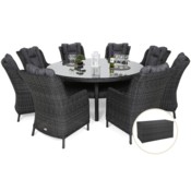 Meble ogrodowe technorattanowe Bristol Round Elegant 180 cm Grey / Grey Melange 8+1 + Skrzynia ogrodowa Lorca Mini Grey