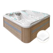Wanna ogrodowa z hydromasażem Aquess Euphoria 7203 4-osobowa Sterling White / OAK + Moduł zdalnego sterowania do wanny ogrodowej Aquess