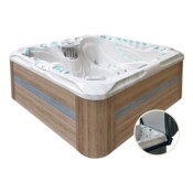 Wanna ogrodowa z hydromasażem Aquess Felicity 7202 5-osobowa Sterling White / OAK + Podnośnik pokrywy do wanny ogrodowej Aquess