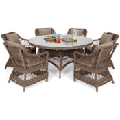 Meble ogrodowe technorattanowe Sycylia Round 150 cm Ginger / Brown Melange 6+1