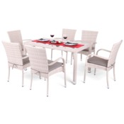 Meble ogrodowe technorattanowe Mori Basic Beige 6+1 z poduszkami II. gatunek