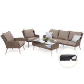 Meble ogrodowe technorattanowe Almeria Ginger / Brown Melange + Pokrowiec na meble ogrodowe 280 x 230 x 80 cm czarny