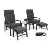 Meble ogrodowe aluminiowe Morton Dark Grey / Grey Melange + Pokrowiec na meble ogrodowe 180 x 300 x 70 cm czarny