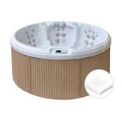 Wanna ogrodowa z hydromasażem Aquess Recharge 3101 7-osobowa Sterling White / OAK + Moduł zdalnego sterowania do wanny ogrodowej Aquess