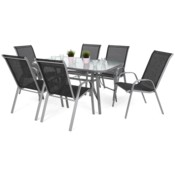 Meble ogrodowe metalowe Sevilla 150 cm Silver / Black Melange 6+1