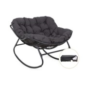 Fotel bujany Bari Grey / Grey Melange + Pokrowiec na meble ogrodowe 105 x 105 x 80 cm czarny