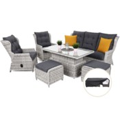 Meble ogrodowe technorattanowe Memfis Light Grey / Grey Melange + Pokrowiec na meble ogrodowe 280 x 230 x 80 cm czarny