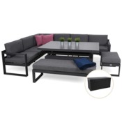 Narożne meble ogrodowe aluminiowe Neapol Grey / Grey Melange + Skrzynia ogrodowa wzmocniona Orebro 984 l Black