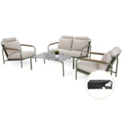 Meble ogrodowe aluminiowe Como Green / Signal White + Pokrowiec na meble ogrodowe 150 x 200 x 70 cm czarny