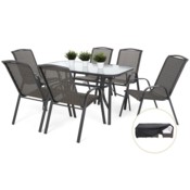 Meble ogrodowe metalowe Sevilla 145 cm Atlanta Grey / Black Diamond 6+1 + Pokrowiec na meble ogrodowe 150 x 200 x 70 cm czarny