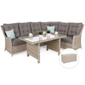 Narożnik technorattanowy prawy Alicante Beige / Beige Melange + Skrzynia ogrodowa Lorca Beige
