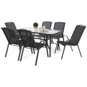 Meble ogrodowe metalowe Sevilla 145 cm Atlanta Grey / Black Melange 6+1