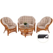 Meble ogrodowe rattanowe Diego Orange / Latte 3+1 + Pokrowiec na meble ogrodowe 150 x 200 x 70 cm czarny