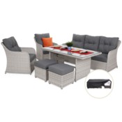 Meble ogrodowe technorattanowe Bergamo White / Grey + Pokrowiec na meble ogrodowe 280 x 230 x 80 cm czarny
