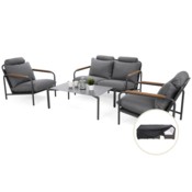 Meble ogrodowe aluminiowe Como Grey / Grey + Pokrowiec na meble ogrodowe 150 x 200 x 70 cm czarny
