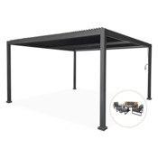 Pergola ogrodowa aluminiowa Bermeo 400 x 400 cm + Meble ogrodowe aluminiowe Sorrento Grey / Grey Melange