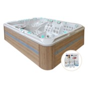Wanna ogrodowa z hydromasażem Aquess Ecstatic 8203 7-osobowa Sterling White / OAK + Zestaw do wanny Aqua Pure Water Care
