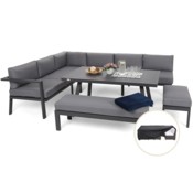 Narożne meble ogrodowe aluminiowe Galapagos Grey / Window Grey + Pokrowiec na meble ogrodowe 280 x 230 x 80 cm czarny