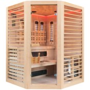 Sauna hybrydowa narożna Nordum Combi 3-osobowa naturalna