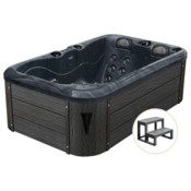 Wanna ogrodowa z hydromasażem Aquess Zenya 1201 3-osobowa Dark Stone / Grey + Podnośnik pokrywy do wanny ogrodowej Aquess