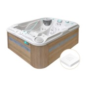 Wanna ogrodowa z hydromasażem Aquess Soulmate 3202 3-osobowa Sterling White / OAK + Moduł zdalnego sterowania do wanny ogrodowej Aquess