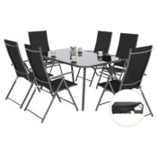 Meble ogrodowe metalowe Casablanca 145 cm Grey / Black 6+1 + Pokrowiec na meble ogrodowe 150 x 200 x 70 cm czarny