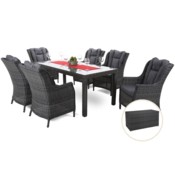 Meble ogrodowe technorattanowe Bristol 180 cm Grey / Grey Melange 6+1 + Skrzynia ogrodowa Lorca Mini Grey