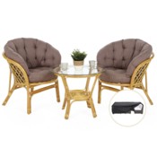 Meble ogrodowe rattanowe Bahama Honey / Cappuccino 2+1 + Pokrowiec na meble ogrodowe 150 x 200 x 70 cm czarny