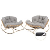 Zestaw foteli technorattanowych Palermo Beige / Light Grey + Pokrowiec na meble ogrodowe 280 x 230 x 80 cm czarny