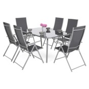 Meble ogrodowe metalowe Casablanca 145 cm Silver / Grey 6+1
