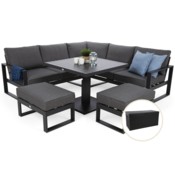 Narożne meble ogrodowe aluminiowe Sorrento Grey / Grey Melange + Skrzynia ogrodowa wzmocniona Orebro 984 l Black