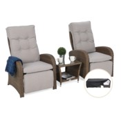 Meble ogrodowe technorattanowe Saloniki Brown / Beige + Pokrowiec na meble ogrodowe 150 x 200 x 70 cm czarny