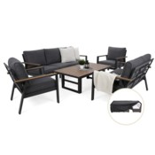 Zestaw mebli aluminiowych Turyn Dark Grey / Grey Melange + Pokrowiec na meble ogrodowe 280 x 230 x 80 cm czarny