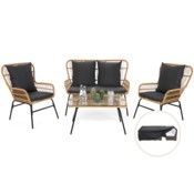 Meble ogrodowe technorattanowe Werona Beige / Grey + Pokrowiec na meble ogrodowe 150 x 200 x 70 cm czarny