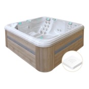 Wanna ogrodowa z hydromasażem Aquess Reflect 4202 7-osobowa Sterling White / OAK + Moduł zdalnego sterowania do wanny ogrodowej Aquess