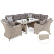 Narożny zestaw mebli ogrodowych prawy California Beige / Beige Melange + Skrzynia ogrodowa Lorca Beige