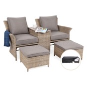 Sofa ogrodowa Milos Plus Beige / Beige Melange + Pokrowiec na meble ogrodowe 180 x 300 x 70 cm czarny