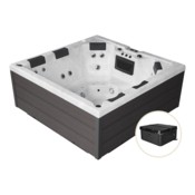 Wanna ogrodowa z hydromasażem Aquess Ellora 5101 6-osobowa + Podnośnik pokrywy Aquess PRO do wanny ogrodowej