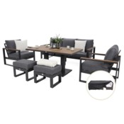 Meble ogrodowe aluminiowe Sorrento Polywood Grey / Grey Melange +  Pokrowiec na meble ogrodowe 280 x 230 x 80 cm czarny