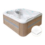 Wanna ogrodowa z hydromasażem Aquess Pleasure 5202 5-osobowa Sterling White / OAK + Moduł zdalnego sterowania do wanny ogrodowej Aquess